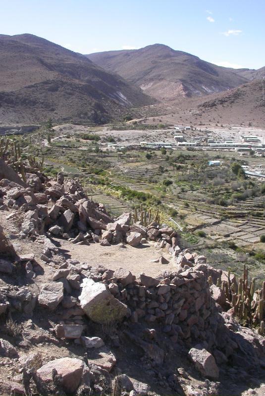 Terracing and view of a residential structure in the slope of the Pukara (Courtesy of Mauricio Uribe).