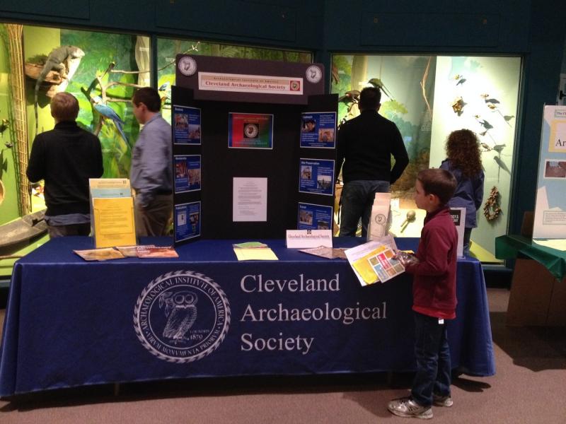 The AIA-Cleveland Society Table at the Cleveland Museum of Natural History's Archaeology Fair.