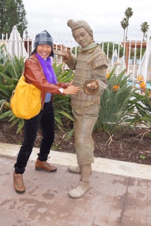 Jarry, a mime sometimes mistaken for a life size Terra Cotta Warrior statue.