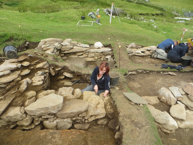 Cleaning out the internal rubble layers in Trenches 3 & 4