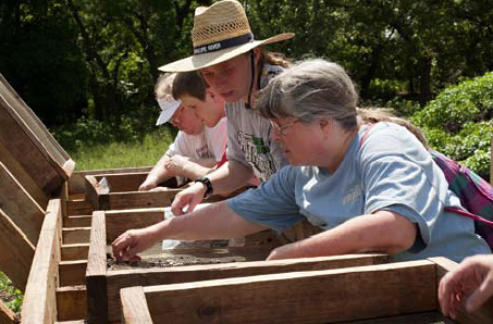 At the Gault Site’s teacher’s workshops, participants learn many of the basic skills of archaeological excavation, including screening for artifacts.