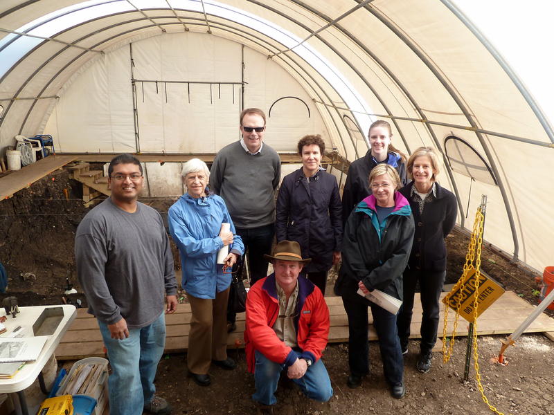 AIA Site Preservation Committee members, trustees, and staff visit the Gault archaeological site.