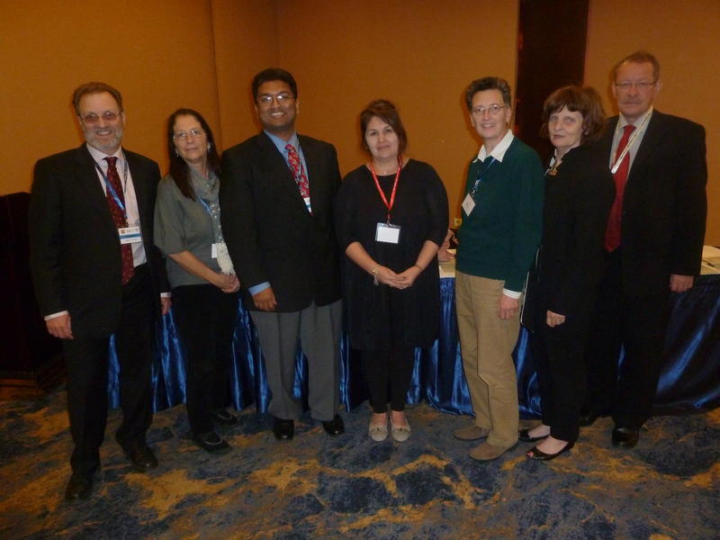 SAA President-Elect Jeff Altschul, ACRA President Terry Majewski, AIA Director of Programs Ben Thomas, SAS Past-President Sandra Lopez-Varela, SAfA President Elena Garcea, WAC President Claire Smith, and EAA President Friedrich Lueth after their their session: How Does Collaboration Among Archaeological Organizations Benefit Archaeologists and the Discipline?”