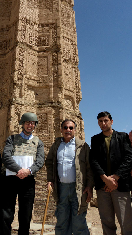 With Omar Sultan, Deputy Minister of Information and Culture for Afghanistan, in front of the minaret of Ghazni
