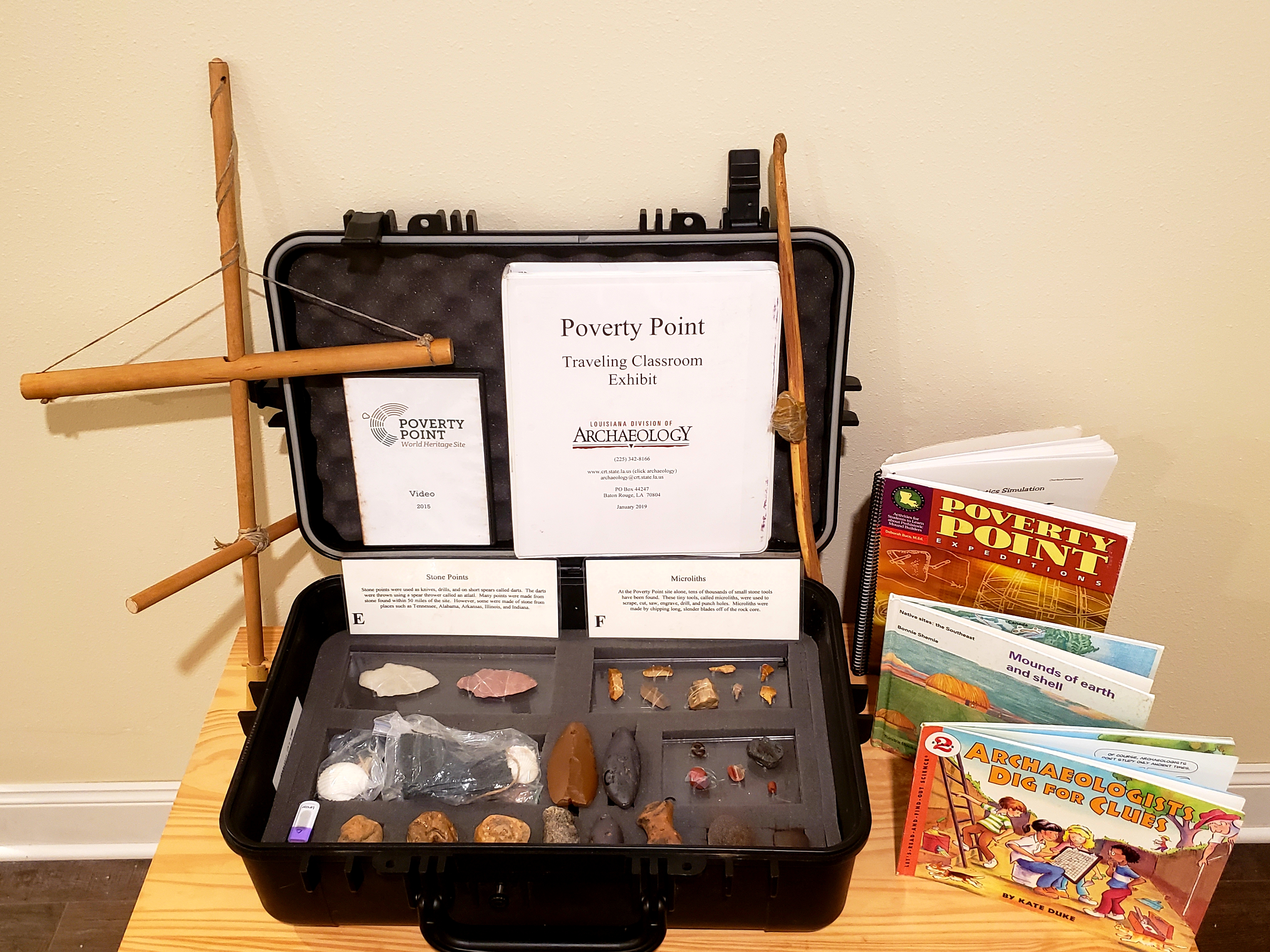 Poverty Point Traveling Classroom Exhibit Kit. Photo courtesy of the Louisiana Department of Culture, Recreation and Tourism, Office of Cultural Development, Division of Archaeology.