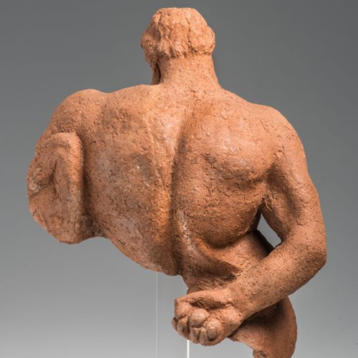 Weary Herakles, Hellenistic, Smyrna (modern Izmir, Turkey), c. 50–25 BCE. Terracotta. Staatliche Antikensammlungen und Glyptothek, Munich, SL 257, TL42482.39.