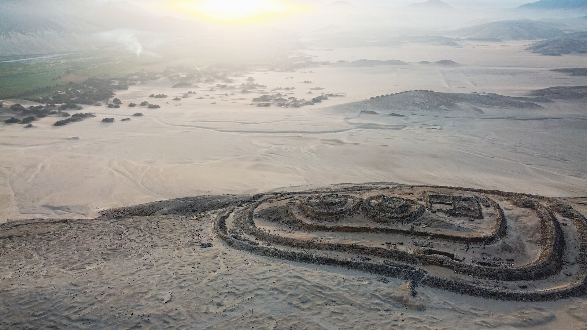 Fortified Temple and 13 Solar Observatory Towers – Full view of the Chankillo archaeological complex